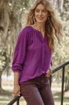 Jjill J.jill Woven-trimmed Knit Top In Chambord