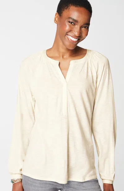 Jjill J.jill Woven-trimmed Knit Top In Cream
