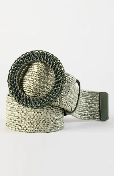 Jjill Woven-buckle Stretch Belt In Green