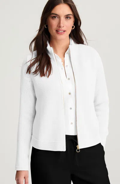 Jjill Zip-front Cardigan In White
