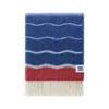 J.j.textile Blue / Red / White Waves Wool Throw