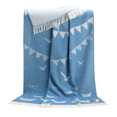 J.j.textile Blue / White Blue Sea Wool Throw