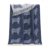 J.j.textile Blue / White Denim Blue Sheep Wool Thow In Blue
