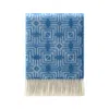 J.j.textile Blue / White Retro Wool Throw