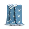 J.j.textile Blue / White Seagull Wool Blanket In Blue