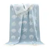 J.j.textile Blue / White Seashells Wool Throw In Blue