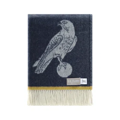 J.j.textile Blue / White / Yellow Falcon Pure Merino Wool Throw