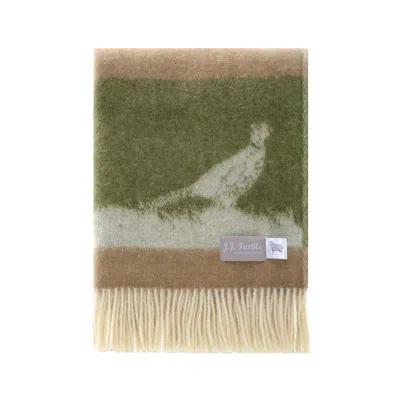 J.j.textile Brown / Green / White Country Wool Throw
