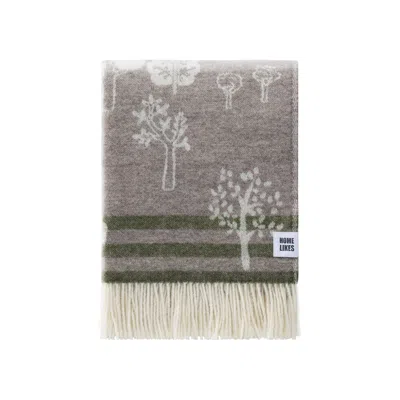 J.j.textile Brown / Green / White Woodland Wool Throw