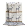 J.j.textile Brown / Grey Festive Blanket With Reindeer