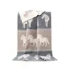 J.j.textile Brown / Grey / White Ponies Wool Blanket In Multi