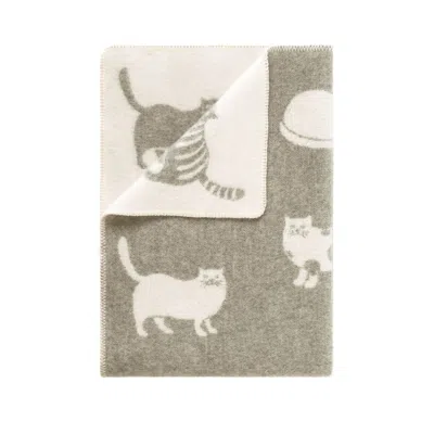 J.j.textile Brown / Neutrals / White Brown Cat Medium Wool Blanket In Multi