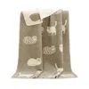 J.j.textile Brown / Neutrals / White Brown Cat Wool Blanket In Multi
