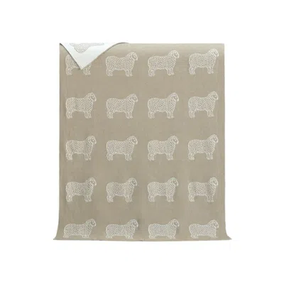 J.j.textile Brown / Neutrals / White Sheep Little Cotton Blanket In Multi