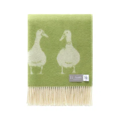 J.j.textile Green / White Green Duck Wool Throw In Multi