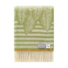 J.j.textile Green / White Light Green Stripe Fern Wool Throw In Green