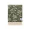 J.j.textile Green / White Roses Wool Throw
