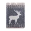 J.j.textile Grey / Brown Deer Wool Blanket In Blue