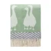 J.j.textile Grey / Green Geese Wool Throw In Green