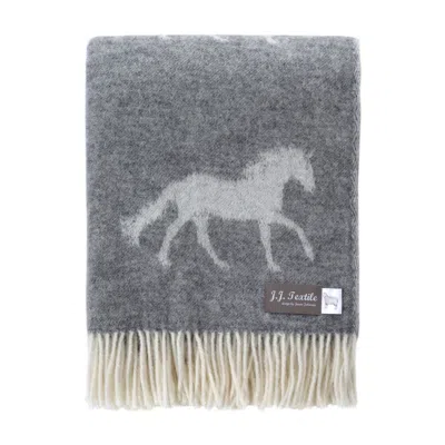 J.j.textile Grey Horse Throw In Gray