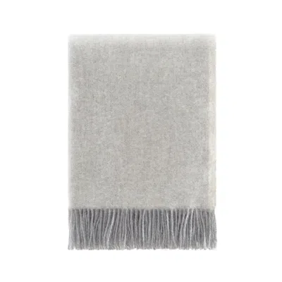 J.j.textile Grey Melange Wool Throw In Gray