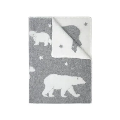 J.j.textile Grey Polar Bear Small Wool Blanket In Gray