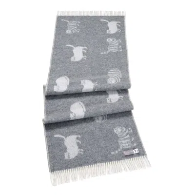 J.j.textile Grey / White Cat Small Wool Throw In Gray