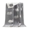 J.j.textile Grey / White Cat Wool Blanket In Gray