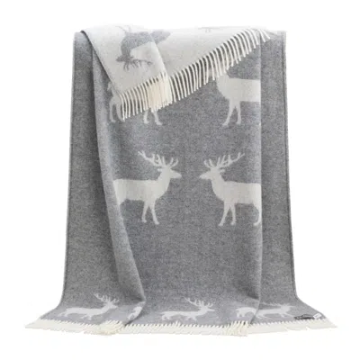 J.j.textile Grey / White Grey Deer Wool Throw In Multi