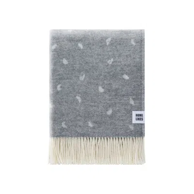 J.j.textile Grey / White Grey Hearts Wool Throw
