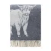 J.j.textile Grey / White Grey Highland Cow Wool Throw In Multi