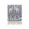 J.j.textile Grey / White Moose Soft Grey Wool Throw