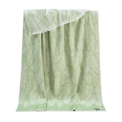 J.j.textile Light Green Fern Pure Cotton Throw