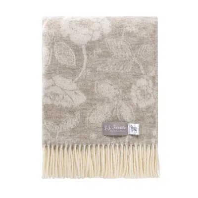 J.j.textile Neutrals Flowers Wool Throw In Multi