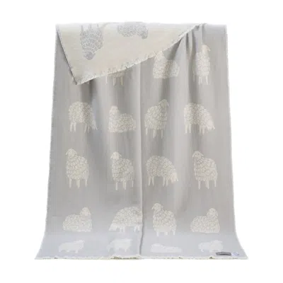 J.j.textile Neutrals Light Grey Sheep Mima Pure Cotton Throw