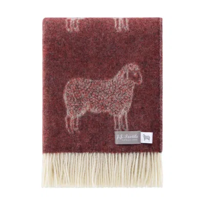 J.j.textile Red / White Burgundy Sheep Wool Throw