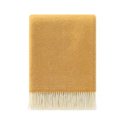 J.j.textile Yellow / Orange / White Honeycomb Yellow Wool Throw