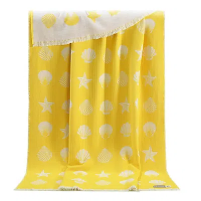 J.j.textile Yellow Seashells Pure Cotton Throw