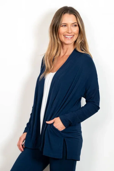 Jjwinks Bff Open Front Lightweight Pocketed Cardigan In Navy