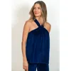 Jjwinks Cosmo Built-in Shelf Velour Holiday Halter Top In Sapphire