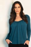 Jjwinks Full Moon Built-in Shelf Lounge & Sleep Long Sleeve Top In Deep Teal