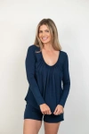 Jjwinks Full Moon Built-in Shelf Lounge & Sleep Long Sleeve Top In Navy