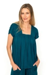 Jjwinks Serenitee Built-in Shelf Short Sleeve Lounge & Sleep Top In Deep Teal