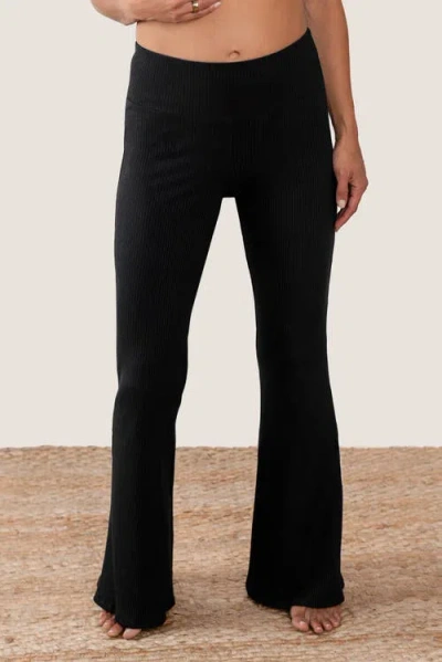 Jjwinks The Getaway Ribbed Lounge &  Sleep Pants With Flare In Black