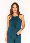 Jjwinks Wine Down Built-in Shelf Racerback Tank Lounge & Sleep Top In Deep Teal