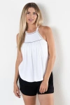 Jjwinks Wine Down Built-in Shelf Racerback Tank Lounge & Sleep Top In White