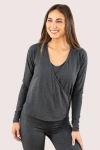 Jjwinks Wrap Star Built-in Shelf Lounge & Sleep Long Sleeve Top In Charcoal