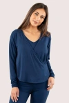 Jjwinks Wrap Star Built-in Shelf Lounge & Sleep Long Sleeve Top In Navy