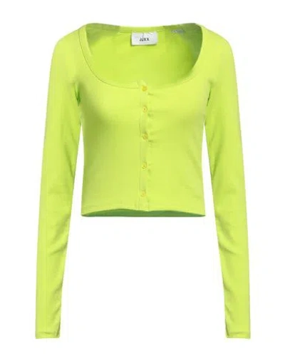 Jjxx By Jack & Jones Woman Cardigan Acid Green Size L Cotton, Elastane