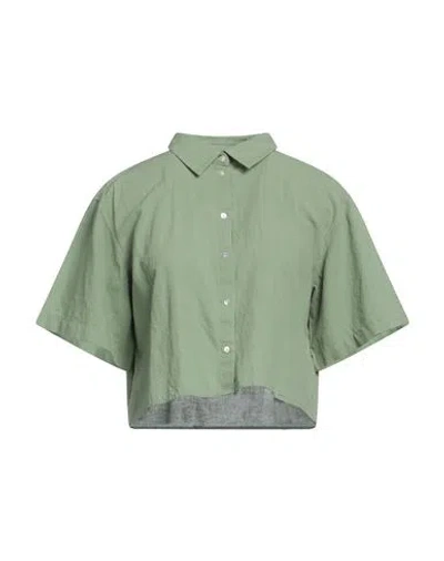 Jjxx By Jack & Jones Woman Shirt Military Green Size M Cotton, Linen
